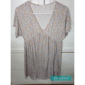 Pale Blue and Yellow Floral Dress